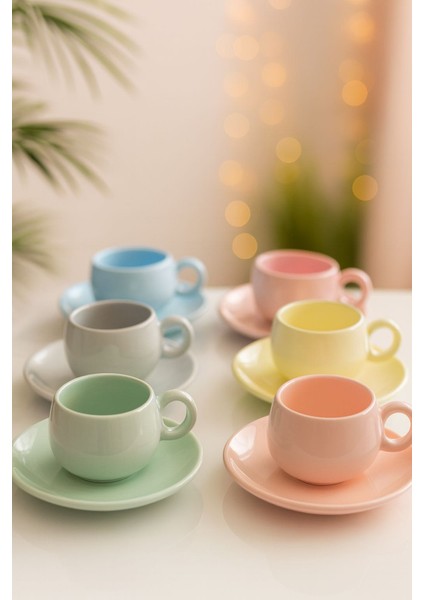 6’lı Pastel Kahve Fincan Takımı – Seramik, Modern & Şık Renkler modelleri