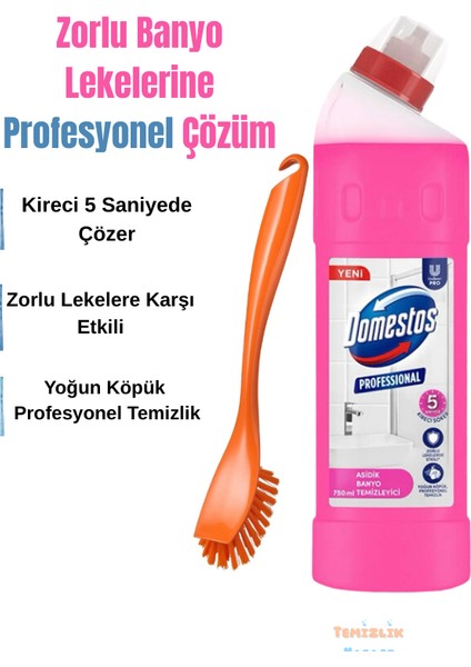 Banyo Temizleyici 750 ml (Duşakabin Temizleyici,derzlere Zarar Vermez)+Temizlik Fırçası
