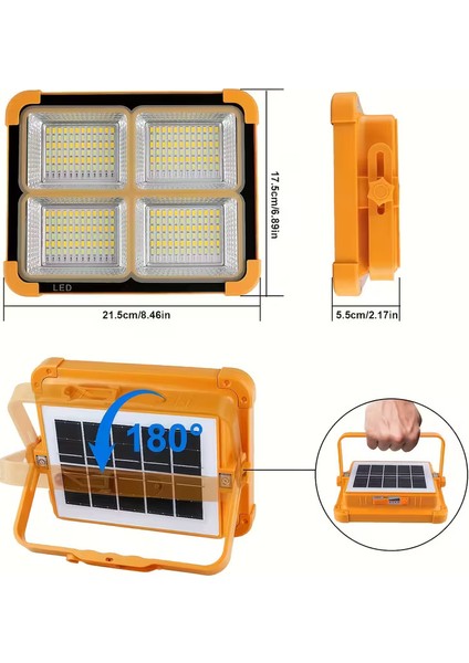 Solar Güneş Enerjili Taşınabilir 200W Projektör Çakarlı modelleri
