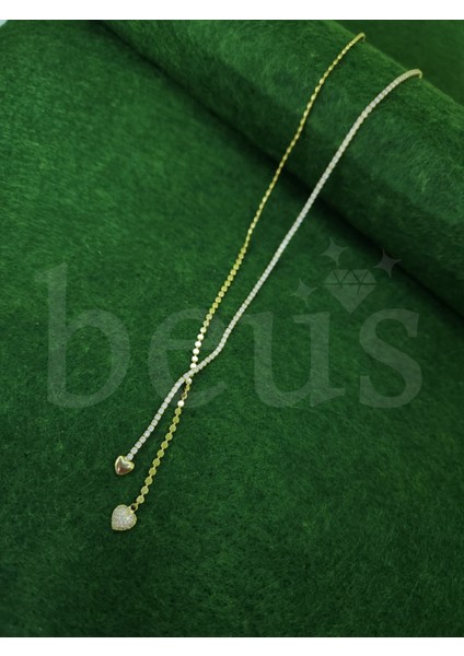 - Zirkon Taşlı Ucu Kalpli Gold Kaplama Su Yolu Kolye