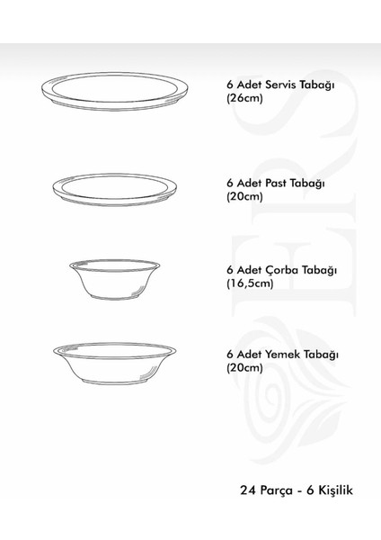 Zarif Mavi Sarmaşık Desenli 24 Parça 6 Kişilik Lüks - Seramik - Yemek Seti modelleri