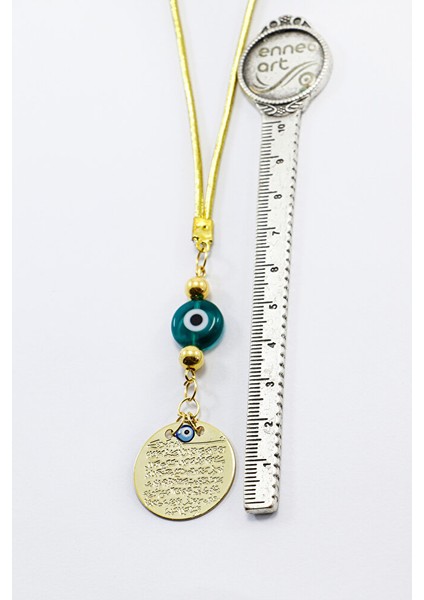 El Yapımı Zümrüt Yeşili Nazarlı Metal Ayetel Kürsi Dualı Dikiz Ayna Süsü, Yeni Araba Hediyesi modelleri