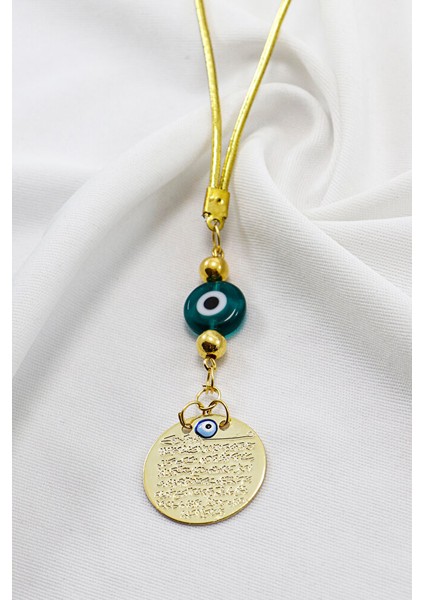 El Yapımı Zümrüt Yeşili Nazarlı Metal Ayetel Kürsi Dualı Dikiz Ayna Süsü, Yeni Araba Hediyesi fırsatları