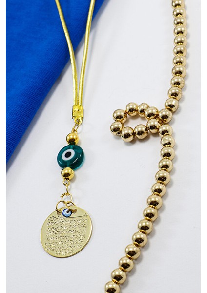 El Yapımı Zümrüt Yeşili Nazarlı Metal Ayetel Kürsi Dualı Dikiz Ayna Süsü, Yeni Araba Hediyesi indirimleri