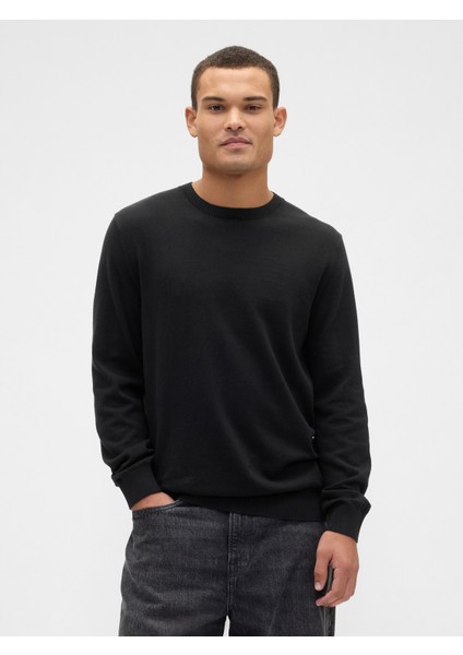 Erkek Siyah Bisiklet Yaka Kazak