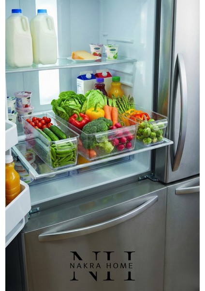 3'lü Şeffaf Dolap Içi ve Buzdolabı Düzenleyici Organizer Seti - Mutfak ve Banyo Organizer Sepet