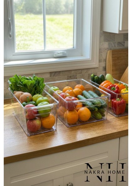 3'lü Şeffaf Dolap Içi ve Buzdolabı Düzenleyici Organizer Seti - Mutfak ve Banyo Organizer Sepet modelleri