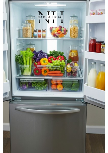 3'lü Şeffaf Dolap Içi ve Buzdolabı Düzenleyici Organizer Seti - Mutfak ve Banyo Organizer Sepet fırsatları