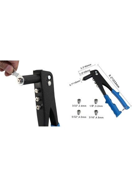 Kalınlık Tek Yönlü El Perçin Tabancası 40 Yedekli ve 4 Çeşit Perçim modelleri