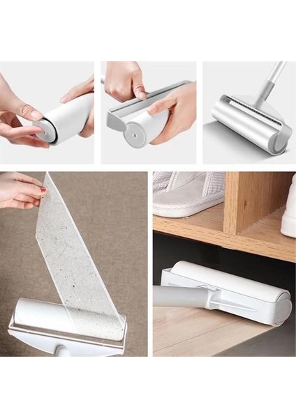 Pratik Temizlik Için Yapışkanlı Tüy Rulosu 24 cm Teleskopik Uzayabilen Saplı 2 Yedekli fırsatları