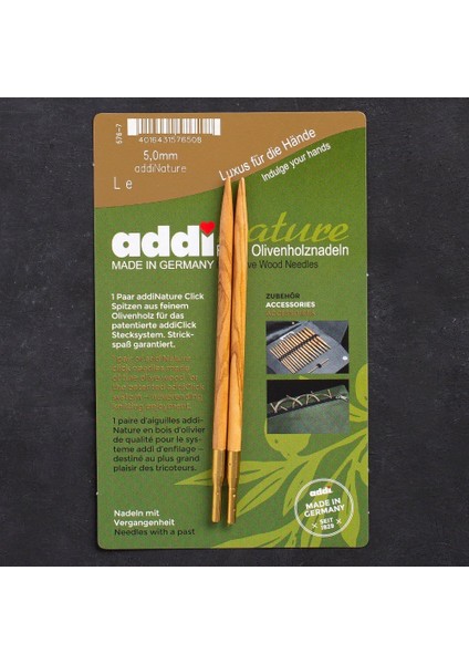 Addi Nature Olive Wood Click 5mm 13CM Misinalı Şiş