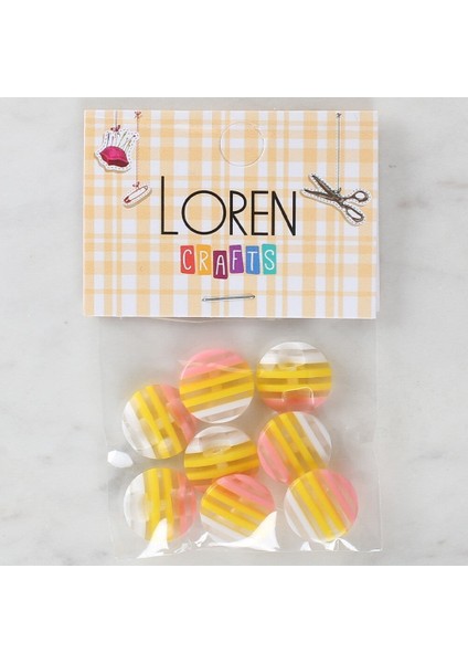 Loren Crafts 8'li Desenli Düğme - 1086