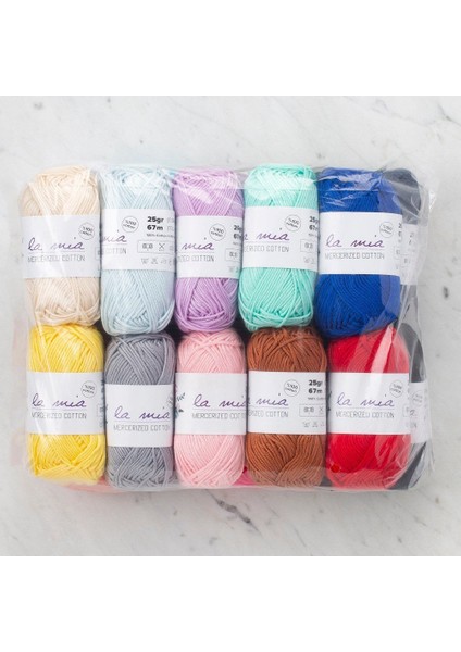 La Mia Mini Mercerized Cotton 20LI Paket Renkli El Örgü Ipi - 33825 modelleri