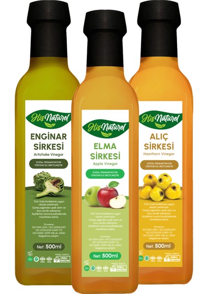 Enginar Elma Alıç Sirkesi Yıllanmış Hızlı Toksin, Içilebilir Doğal 3'lü Set