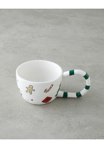 Holly Jolly Porselen Kupa 325 ml Yeşil-Beyaz fiyatları