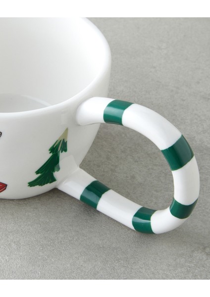 Holly Jolly Porselen Kupa 325 ml Yeşil-Beyaz modelleri