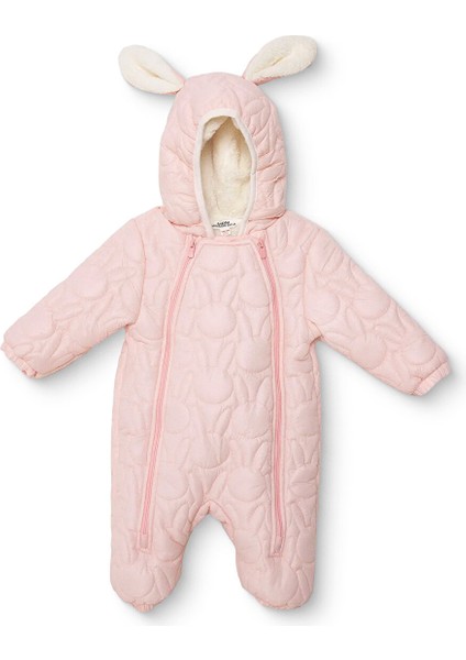 Kız Bebek Astronot Tulum Polyester Kapüşonlu Yaka Uzun Kol Patikli Paça