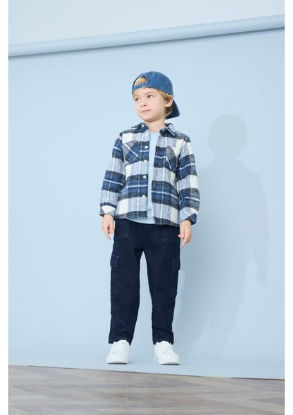 Erkek Bebek Balloon Fit Beli Lastikli Düz Paça Jean Pantolon G4395A525WN