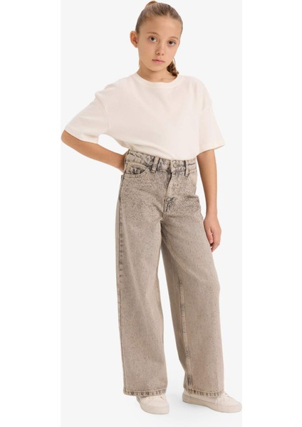 Kız Çocuk Yılbaşı Temalı Düz Paça Jean Pantolon G6493A825WN