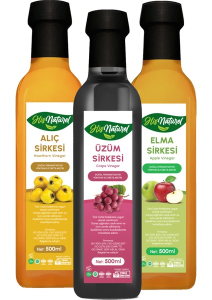 Alıç Üzüm Elma Sirkesi Yıllanmış Hızlı Toksin, Içilebilir Doğal 3'lü Set