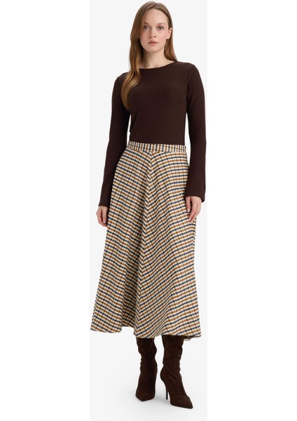 A Kesim Kareli Midi Etek G6014AX25WN