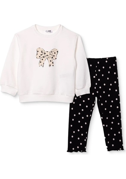 Kız Bebek Sweatshirt - Tayt Iki Iplik Bisiklet Yaka Uzun Kol Reçme Paça