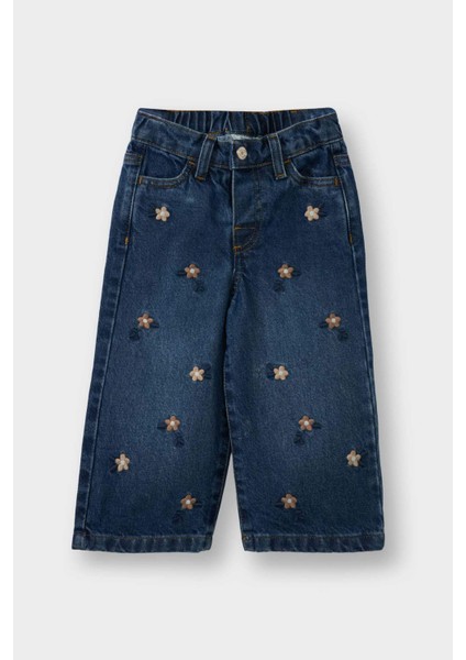 Kız Bebek Culotte Çiçek Desenli Jean Pantolon G6852A525WN