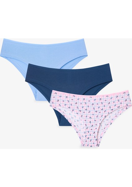 Daisy Çiçek Desenli Normal Bel 3'lü Hipster Külot