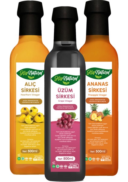 Alıç Üzüm Ananas Sirkesi Yıllanmış Hızlı Toksin, Içilebilir Doğal 3'lü Set