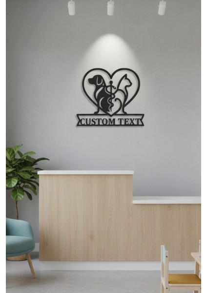 Kişiye Özel Köpek Figürlü Veteriner Kliniği Pet Shop Metal Duvar Dekoru Tabela