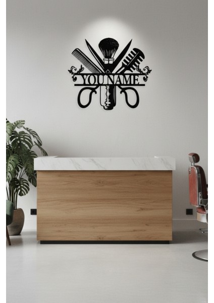 Kişiye Özel Isimli Berber Kuaför Salonu Metal Duvar Dekoru Tabela