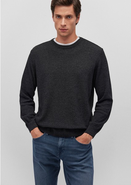 Bisiklet Yaka Siyah Basic Kazak 070781-900