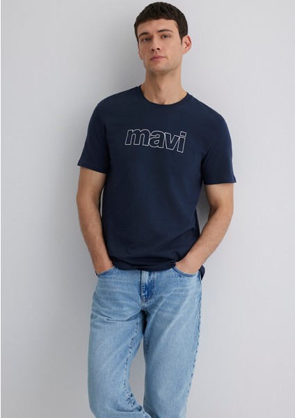 Mavi Logo Baskılı Lacivert Tişört 065781-28417