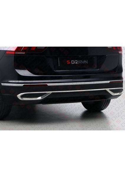 VW Tiguan Krom Egzoz Görünümü Difüzör 3 Parça 2020-2024 A+Kalite