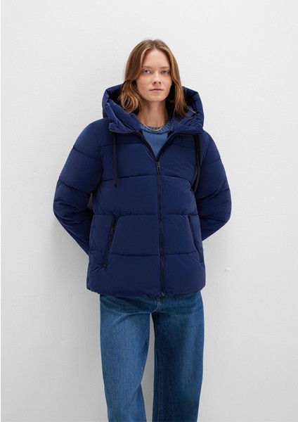 Kapüşonlu Lacivert Şişme Mont 1110043-81774