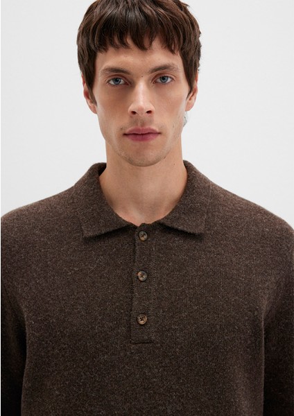 Yün Karışımlı Kahverengi Triko Polo 0710255-70251
