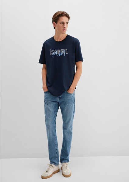 İstanbul Baskılı Lacivert Tişört 067114-34319