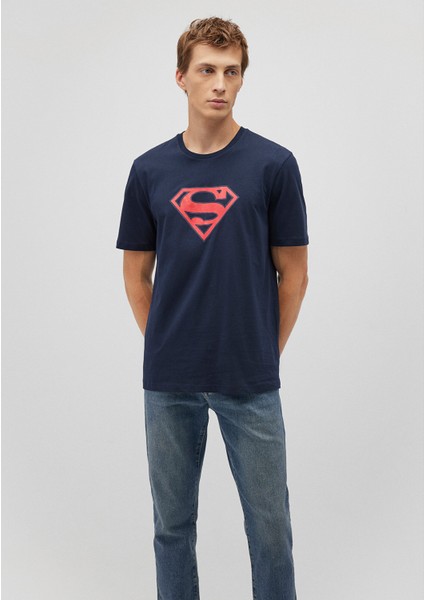 Superman Baskılı Lacivert Tişört 0610754-70490