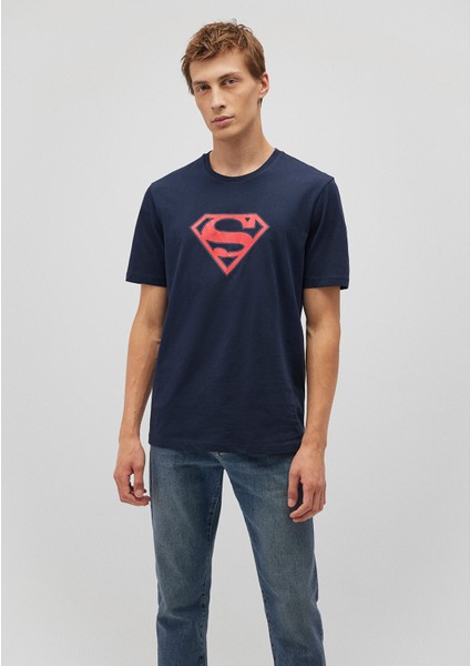 Superman Baskılı Lacivert Tişört 0610754-70490