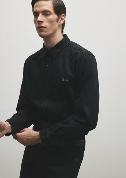 Roy Lux Black Antrasit Jean Gömlek 0210496-82410