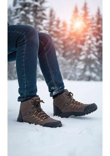 Erkek Fermuarlı Bağcıklı Kaymaz Taban Kışlık Bot