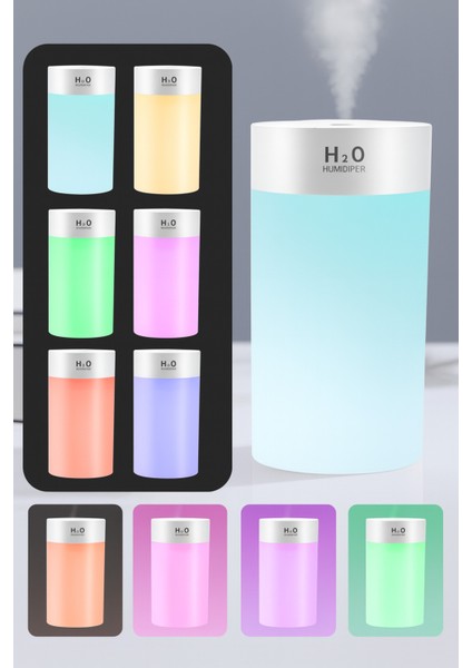Portatif Taşınabilir Mini Hava Nemlendirici Ev Ofis Araç Içi Renkli Işıklı Hava Nemlendirici 350 ml fırsatları