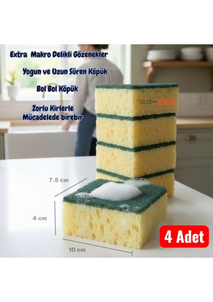 Softtex Çift Taraflı Çizmez Ekonomik Mercan Bulaşık Sünger 4 Adet