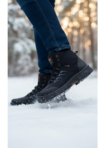 Erkek Fermuarlı Bağcıklı Kaymaz Taban Kışlık Bot indirimleri