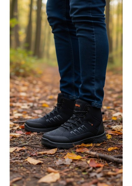 Erkek Fermuarlı Bağcıklı Kaymaz Taban Kışlık Bot