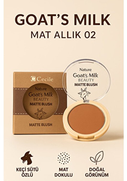 02 Renk Keçi Sütlü Matte Blush Yüksek Pigmentasyonlu İpeksi Doku ile Doğal Görünüm fırsatları