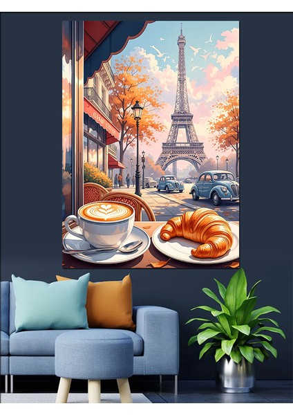 Paris Kafe Eyfel Kulesi Dekoratif Kanvas - Mdf Ahşap Tablo fiyatları