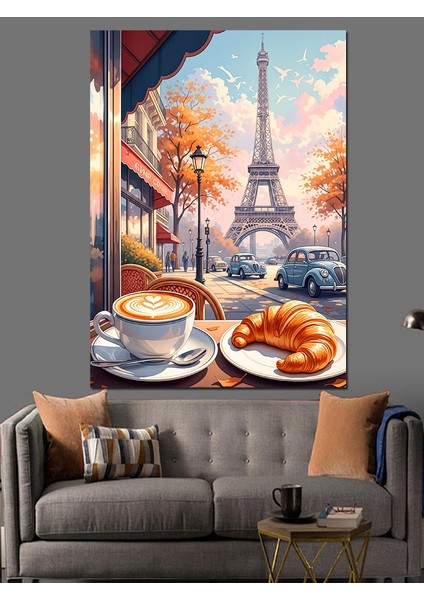 Paris Kafe Eyfel Kulesi Dekoratif Kanvas - Mdf Ahşap Tablo fırsatları