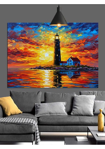 Deniz Feneri Parlak Işık Dekoratif Kanvas - Mdf Ahşap Tablo fiyatları