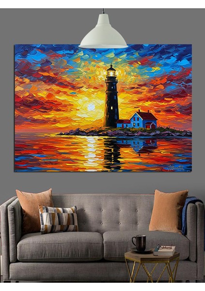 Deniz Feneri Parlak Işık Dekoratif Kanvas - Mdf Ahşap Tablo modelleri